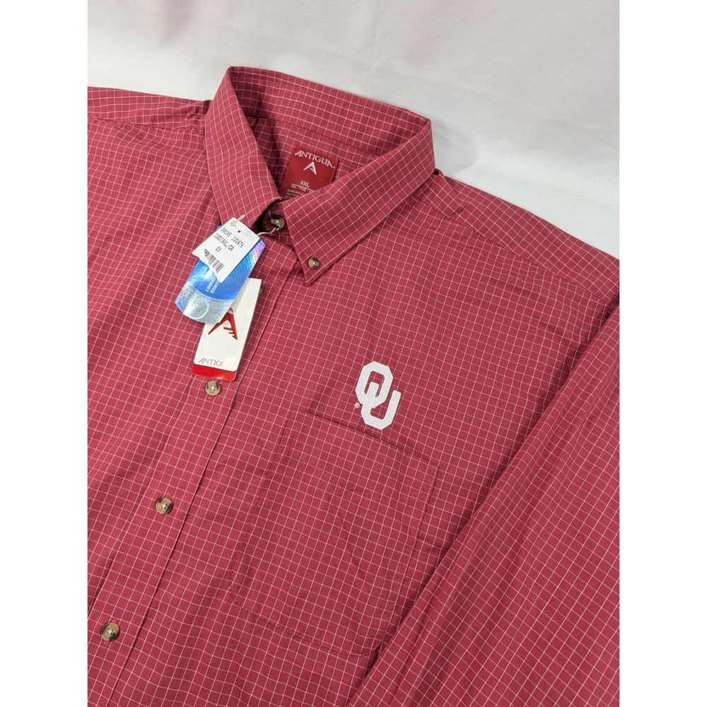 New Oklahoma University Button‎ Shirt XXL Check Embroider Cowboy Sooners Plaid